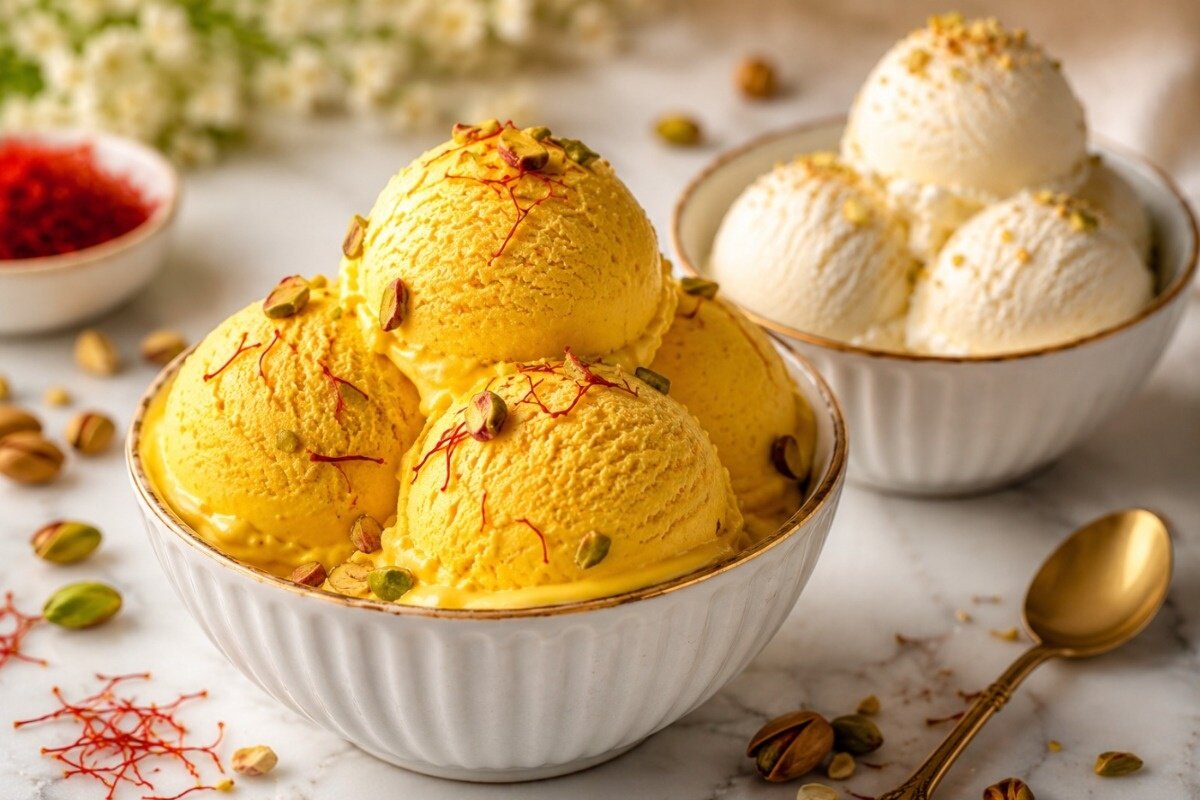 بستنی سنتی زعفرانی را بدون دستگاه و بدون ثعلب درست کنید | چرا بافت بستنی یخی می شود؟ + راهکار